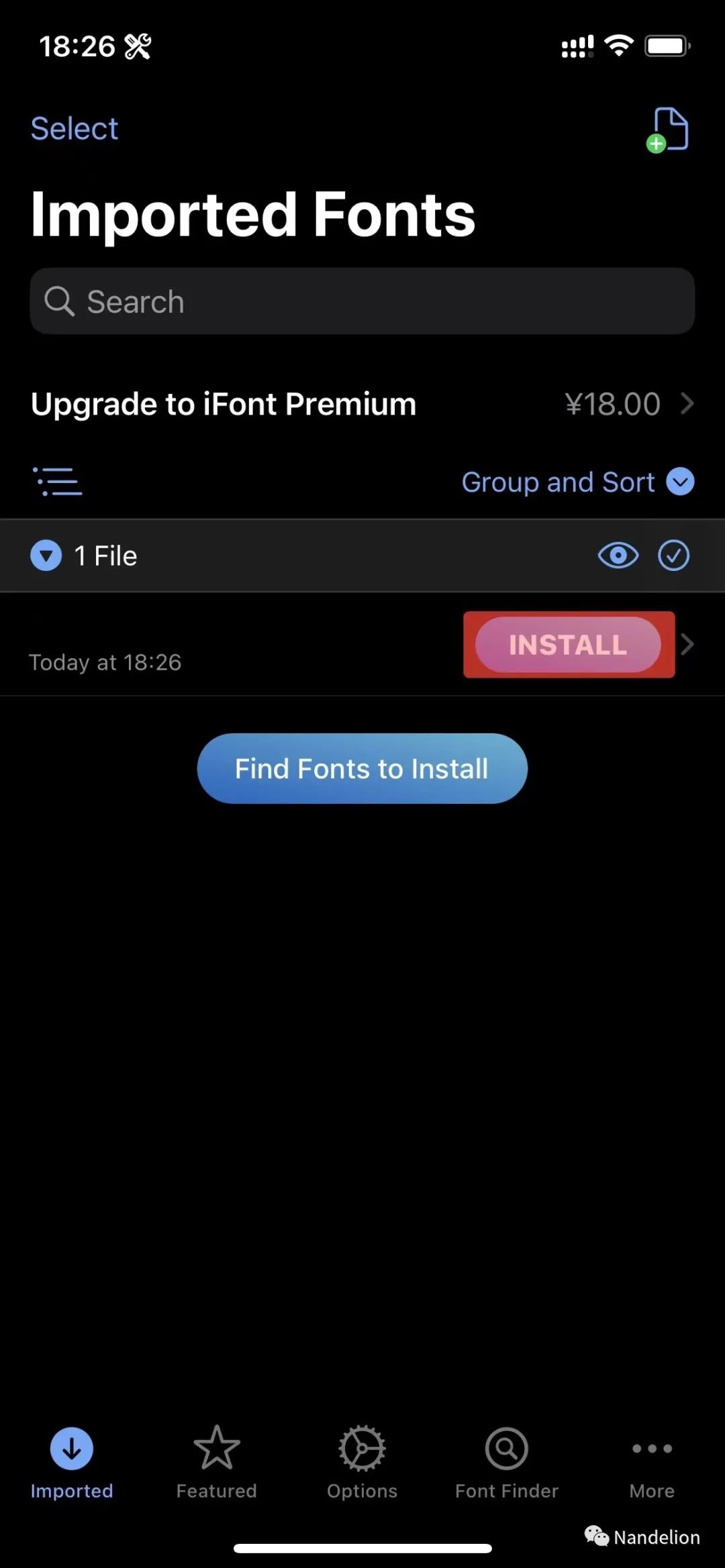 Return to the iFont home page, find the corresponding font package, and click "Install"